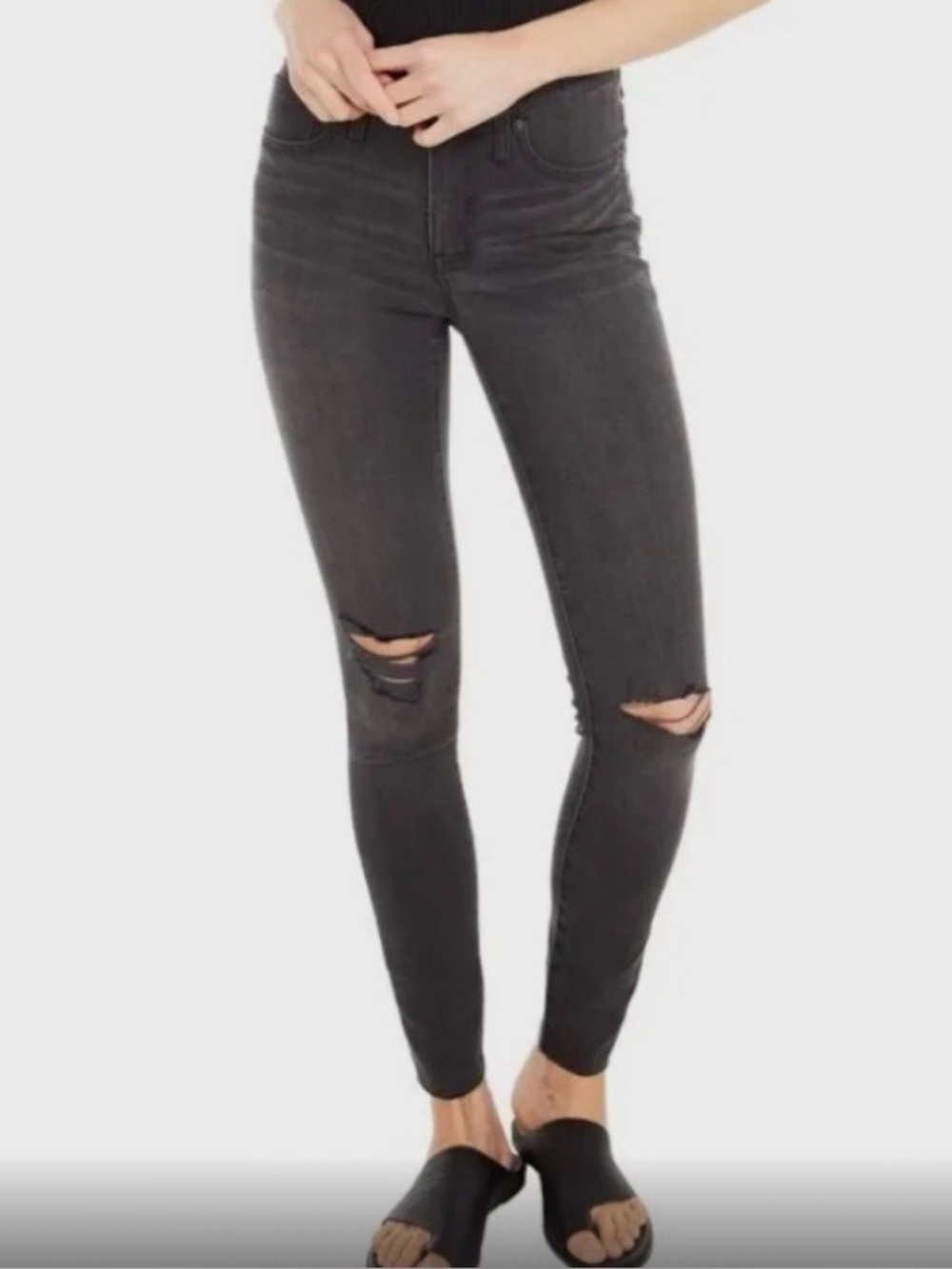 Madewell Black Distressed Skinny Jeans